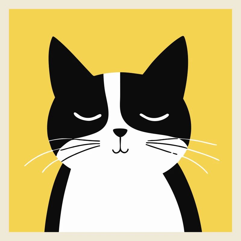 Chat noir et blanc minimaliste