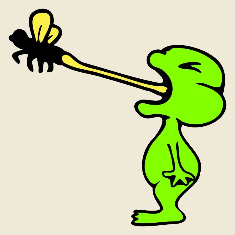 Frog catches fly tongue mosquito eat hunger toad