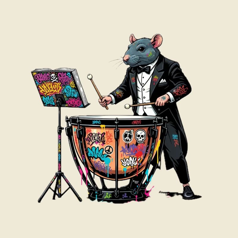 Timpani graffiti rat on drums