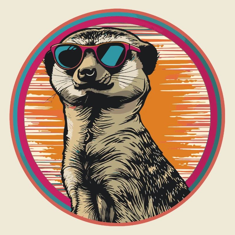 Erdmännchen mit Retro-Sonnenbrille