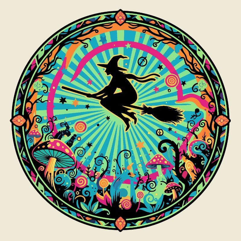 Wild Forest Magic Witches' Flight Psychedelic Motif