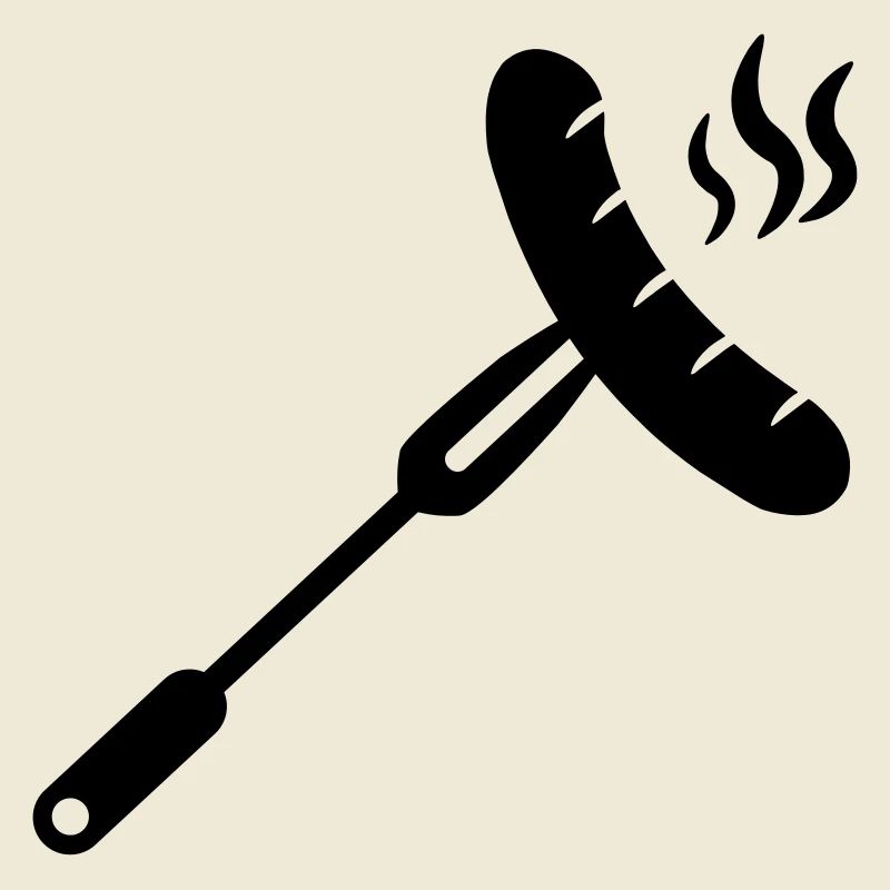 Sausage, bratwurst on a fork for BBQ