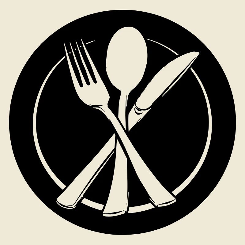 Knife fork and spoon transparent on plate