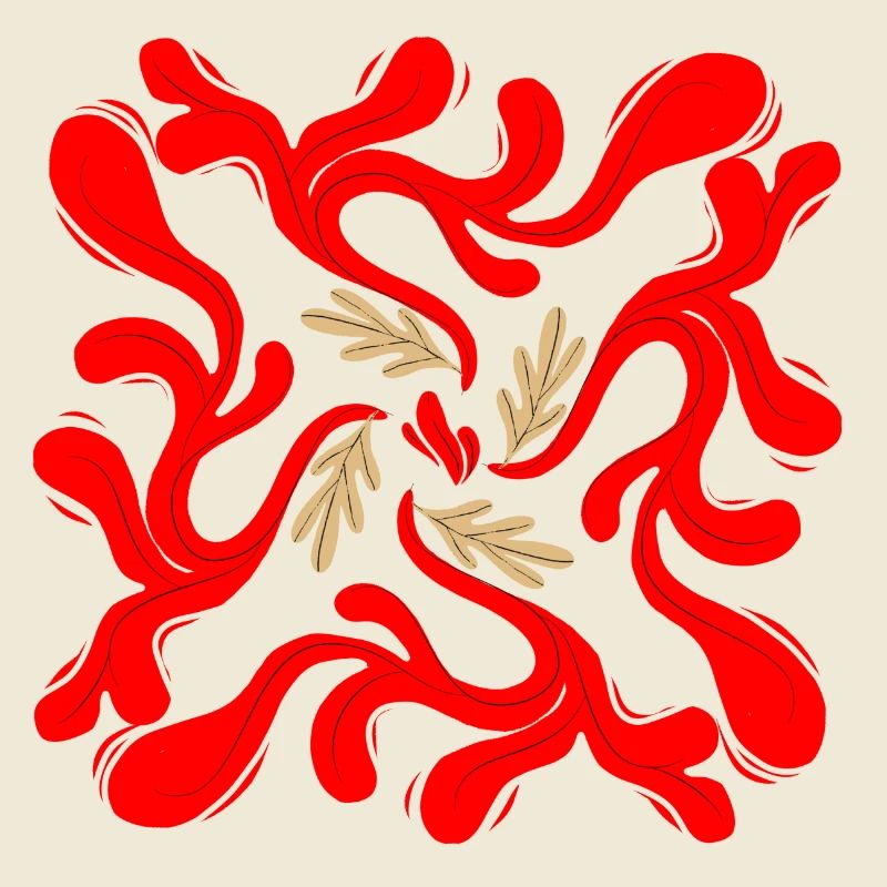 Red Floral Vines Pattern