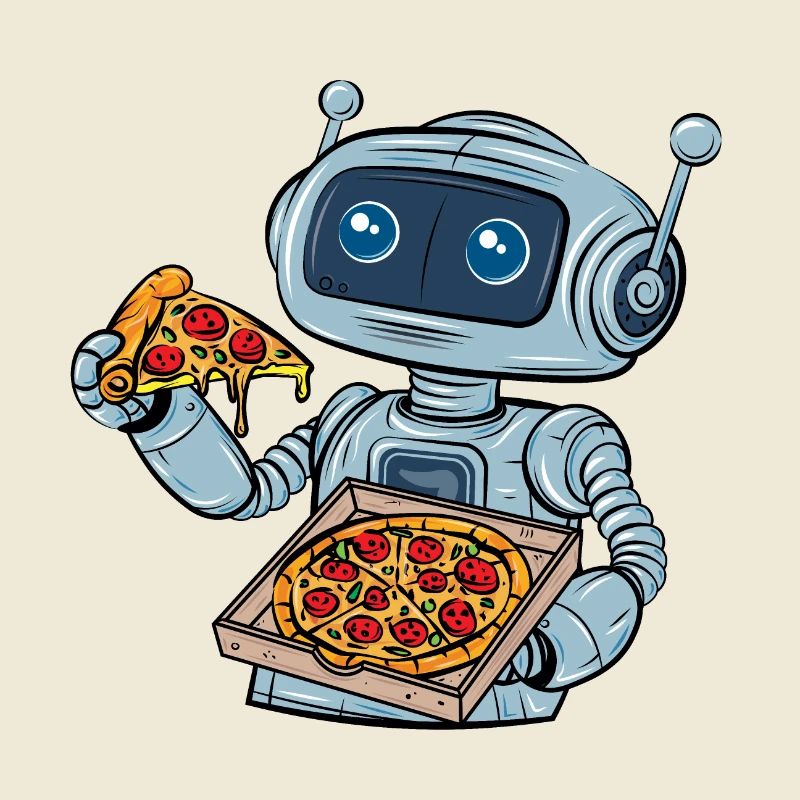 Robot Eats Fast Food Pizza