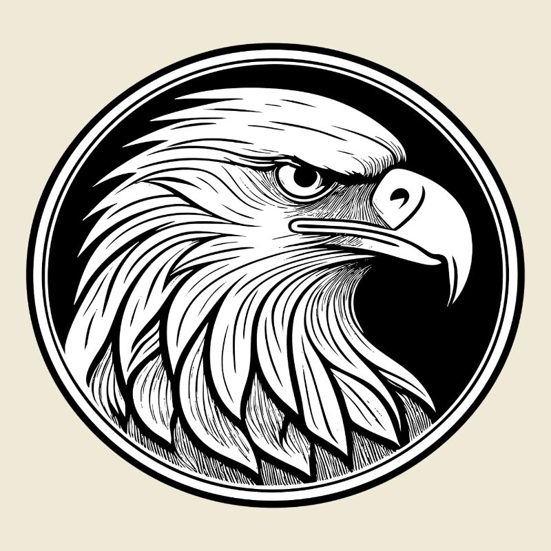 Stylized eagle in black and white design