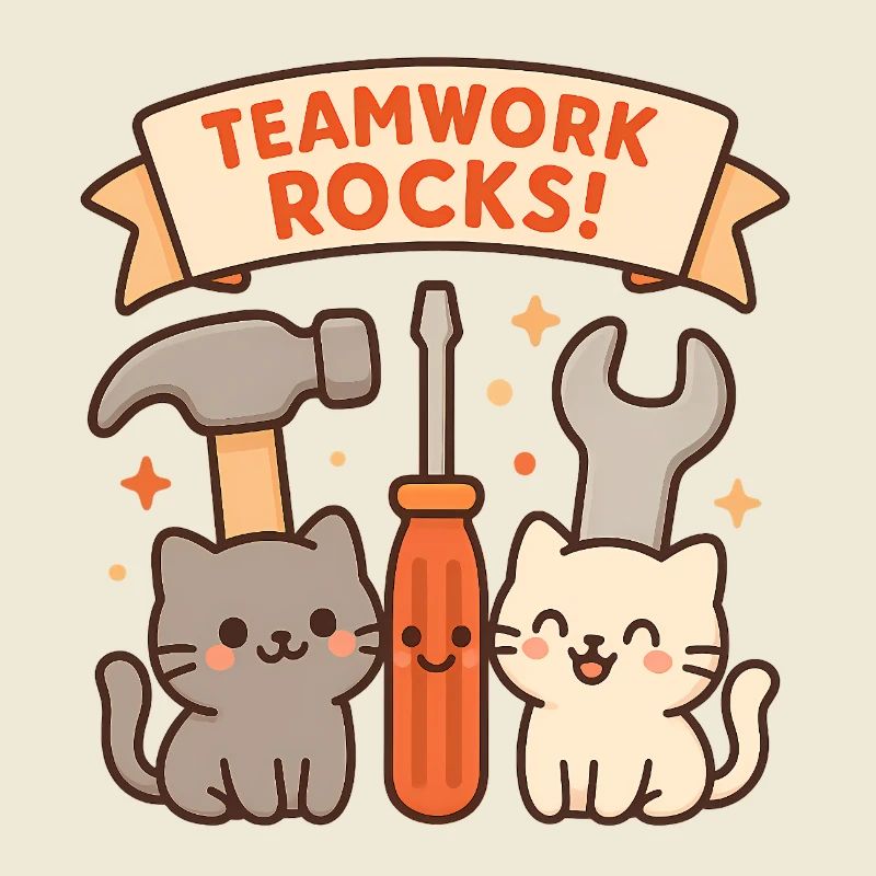 Teamwork Rocks – Chats mignons avec des outils