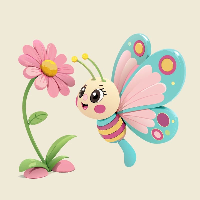 Papillon joyeux face à une fleur