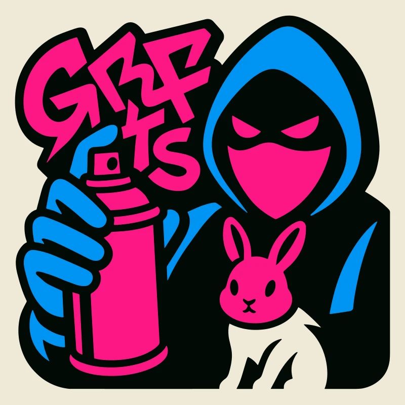 Graffiti Rabbit blue/pink