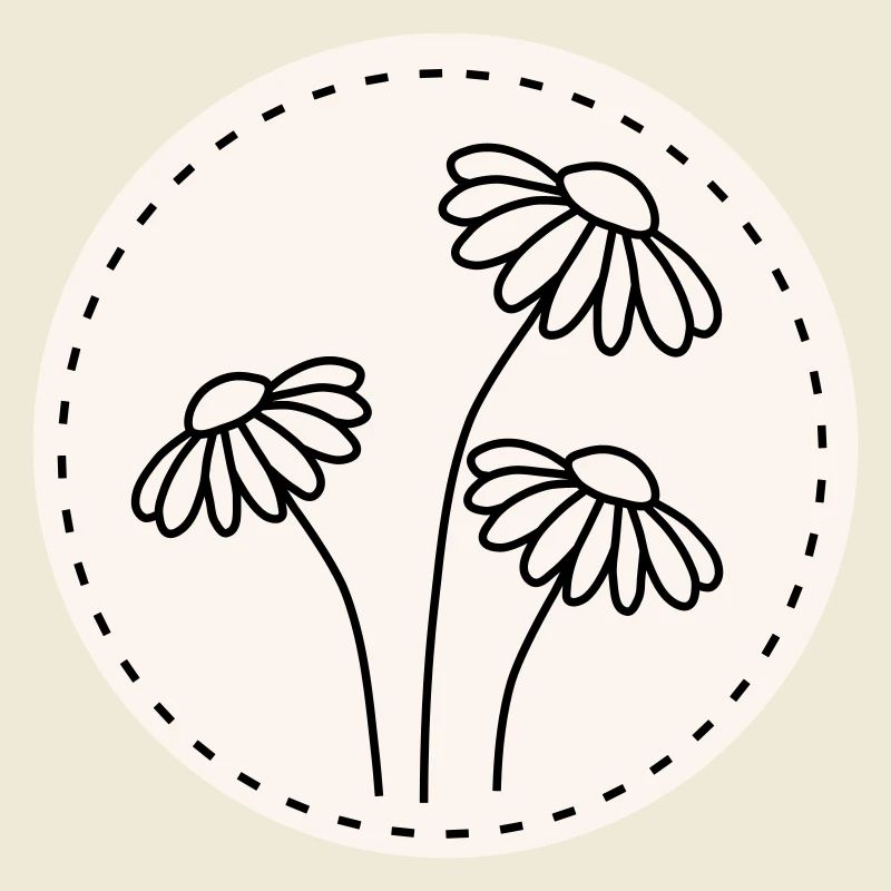 Gänseblümchen Line Art – Blumen Motiv Kreis