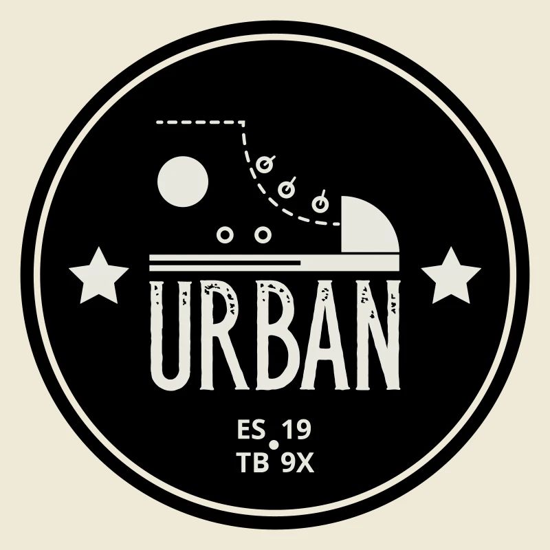 Urban Style Badge Featuring Red Sneaker and Bold 