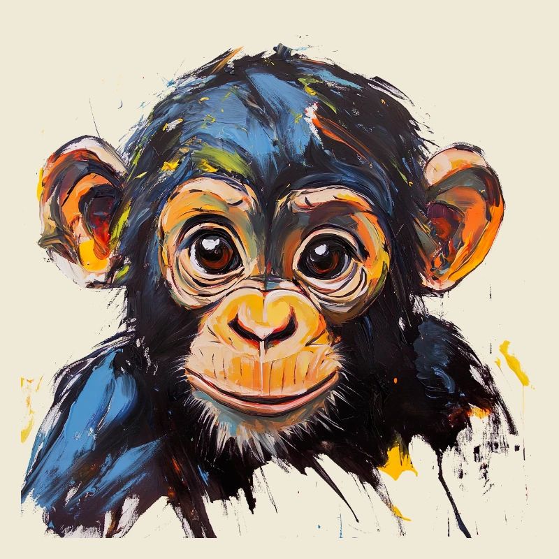 Conception d’art expressive de portrait de bébé singe