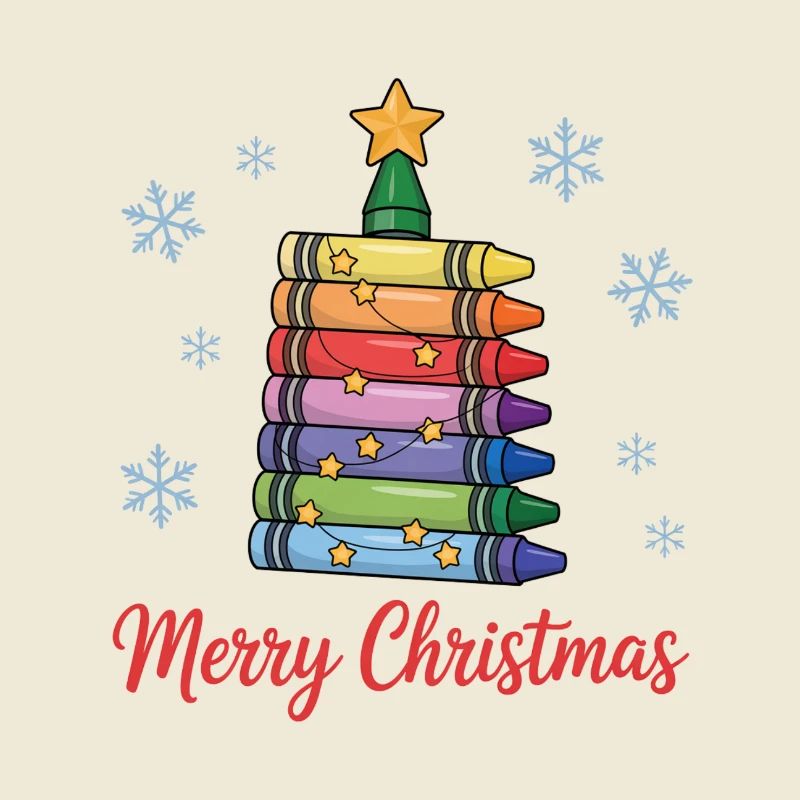 Arbre de Noël de crayons de couleur avec des étoiles