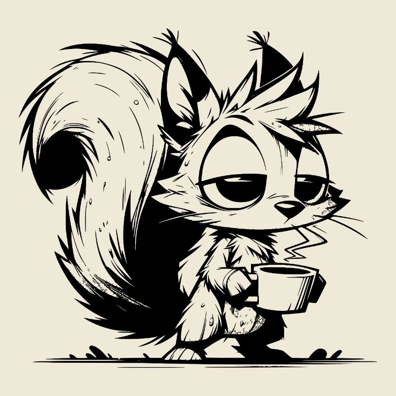 No squirrel at work without coffee