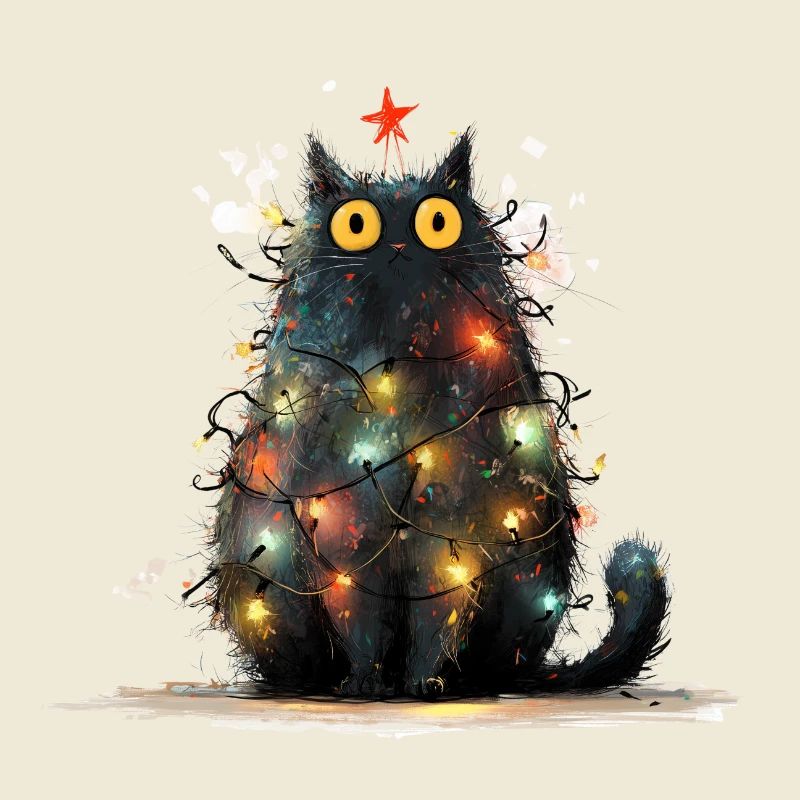 Chat de Noël Chat Noir comme Sapin de Noël