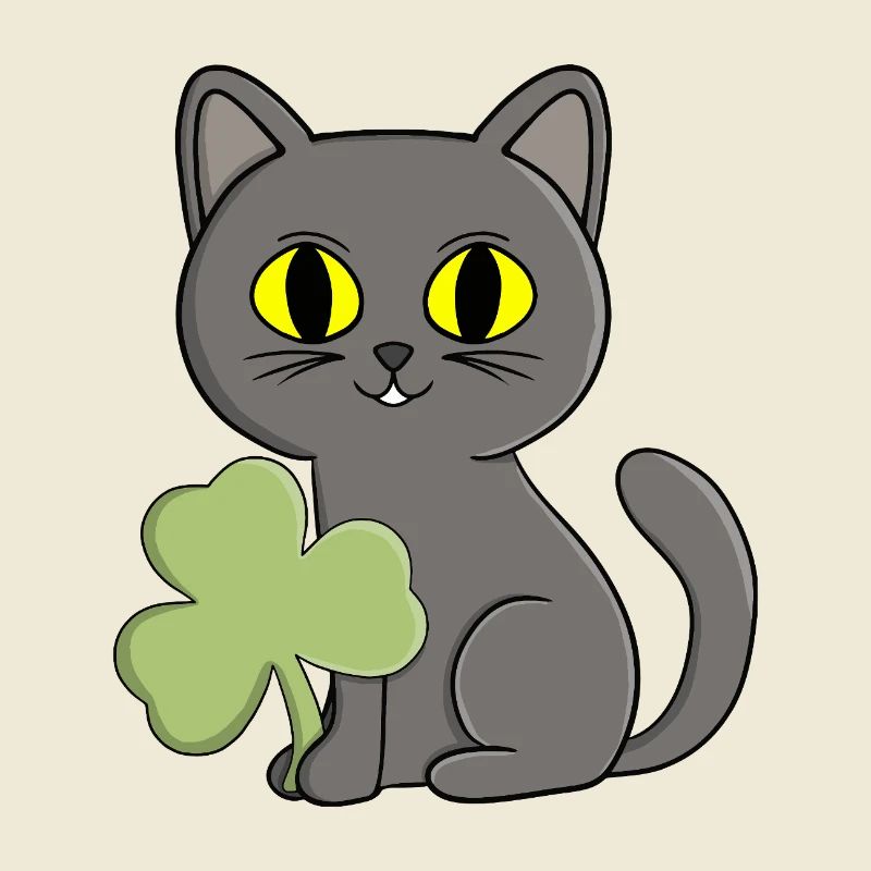 Charme trèfle trèfle chat gris