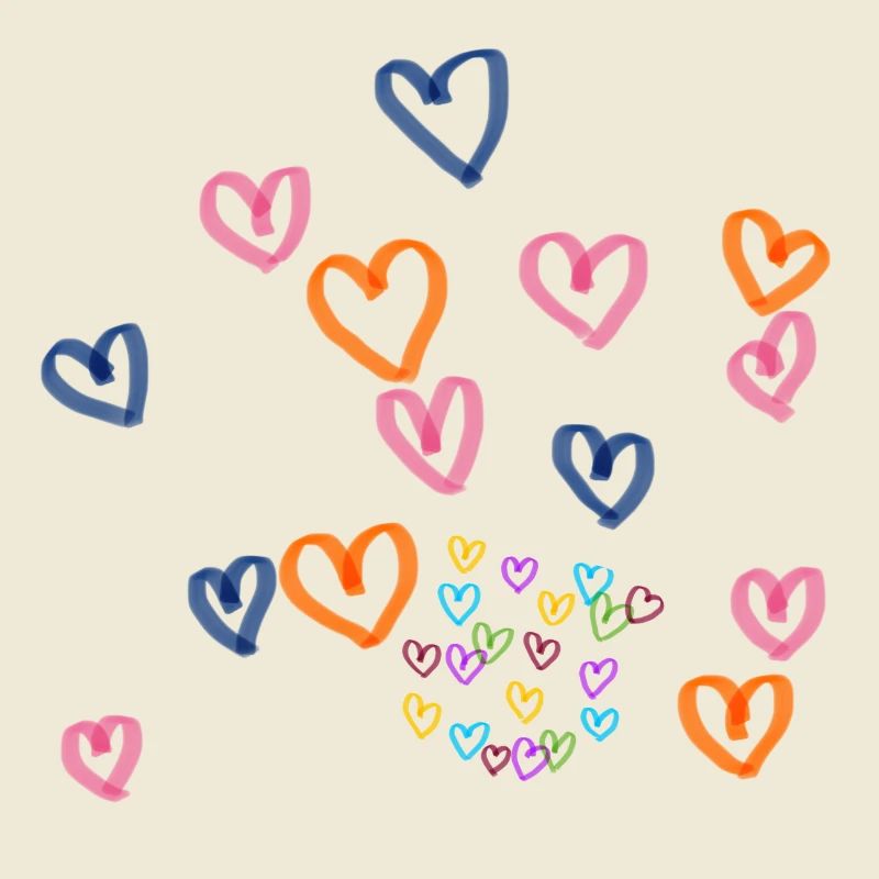 Colorful Heart Row Pattern