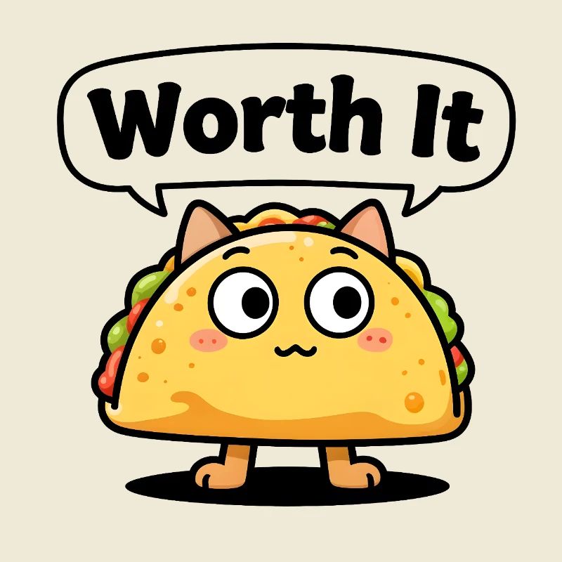 Chat taco expressif – meme “Worth It”
