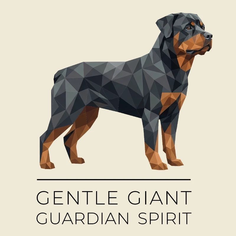 Art Low-Poly Rottweiler - Géant doux