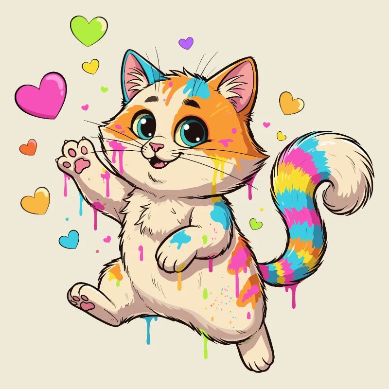 Bunte Farbklecks Katze
