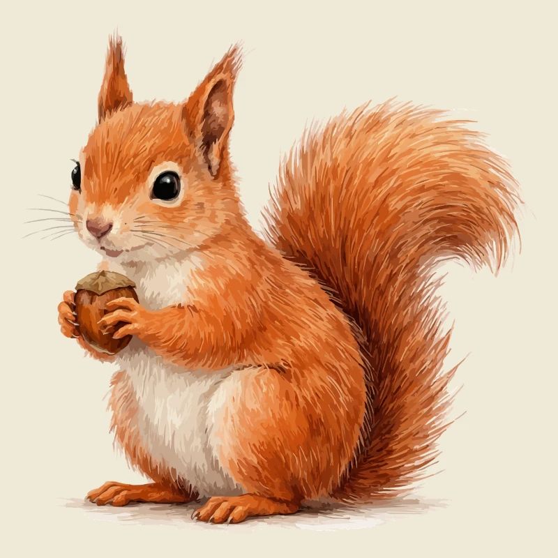 Eichhörnchen mit Eichel Illustration