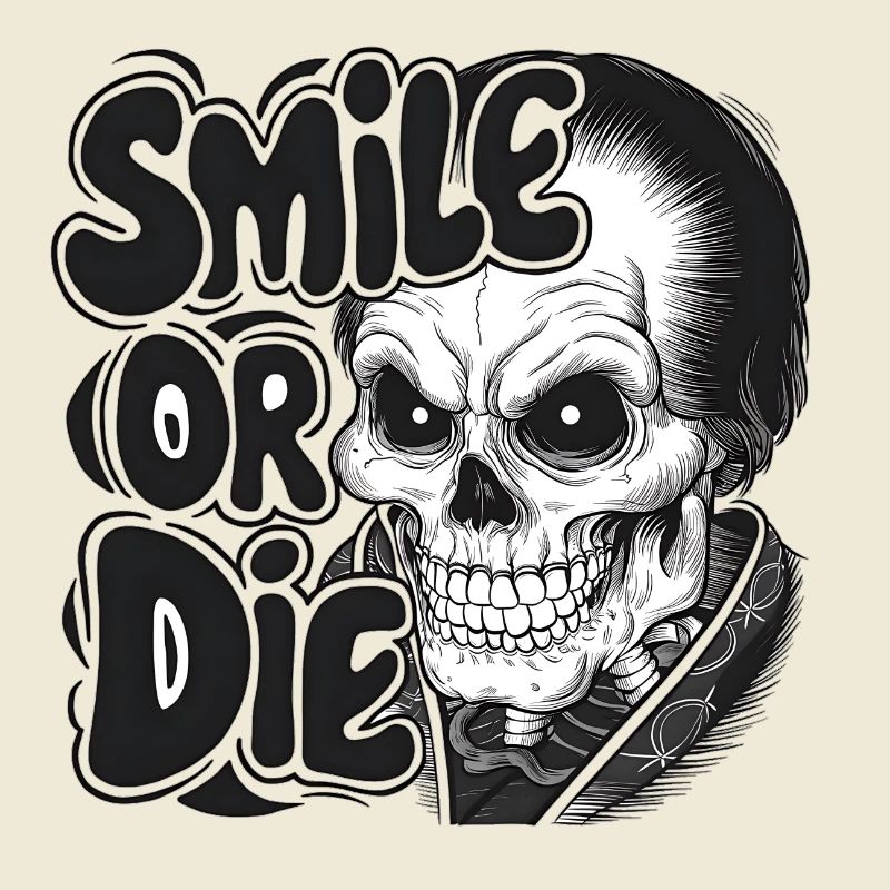 Vampire Skeleton with Text Smile or Die