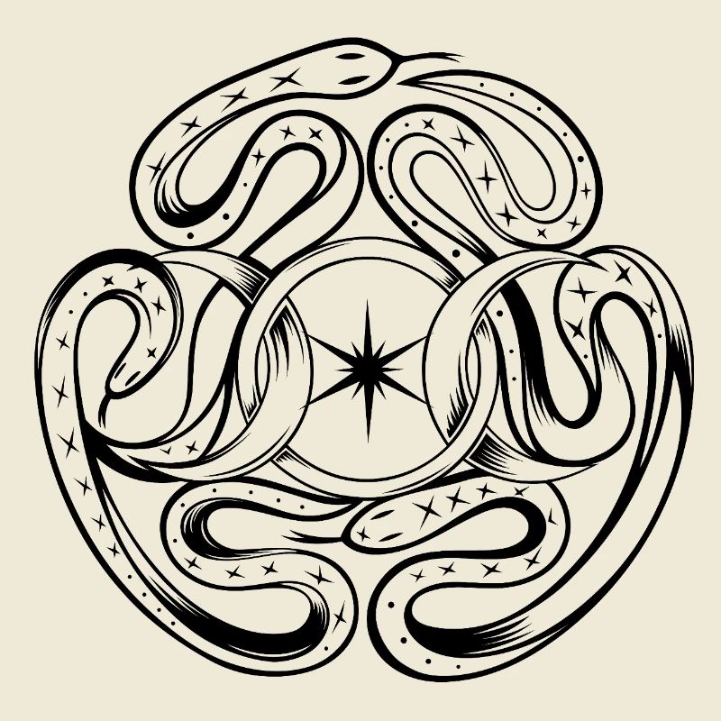 Serpents avec roue d’Hécate