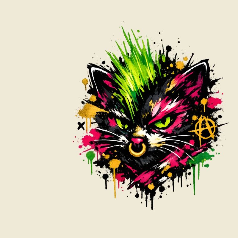 Éclaboussures de graffitis de chat néon