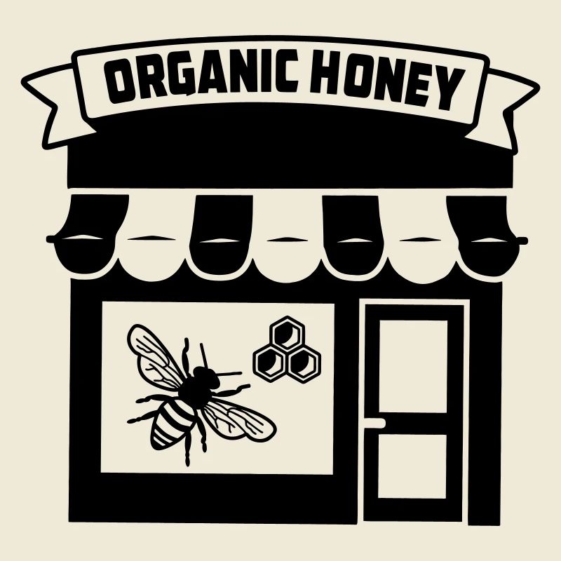 Bio-Honigladen oder msrkt mit Banner und t