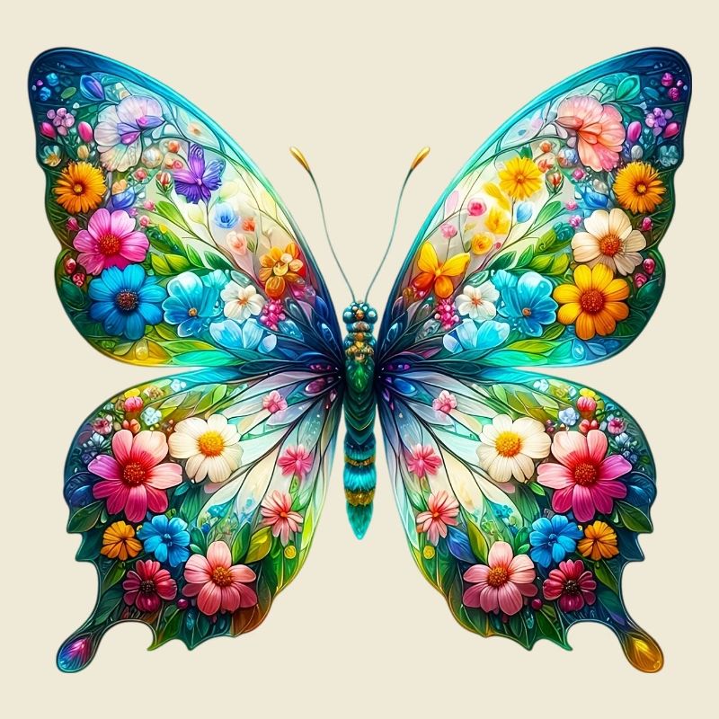 Papillon décoré de fleurs