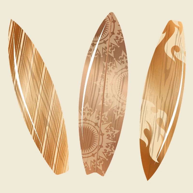 Planches de surf aspect bois dans un style rétro