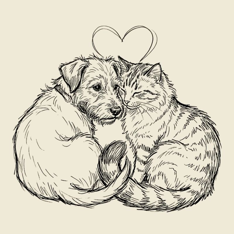 Amis mignons (Chat + Chien)