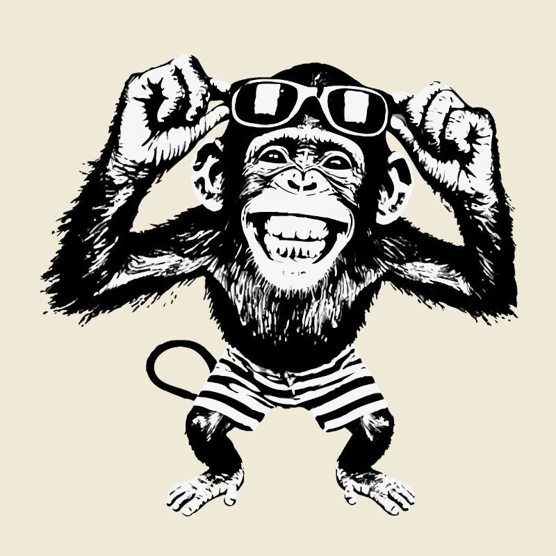 Grinning monkey with sunglasses