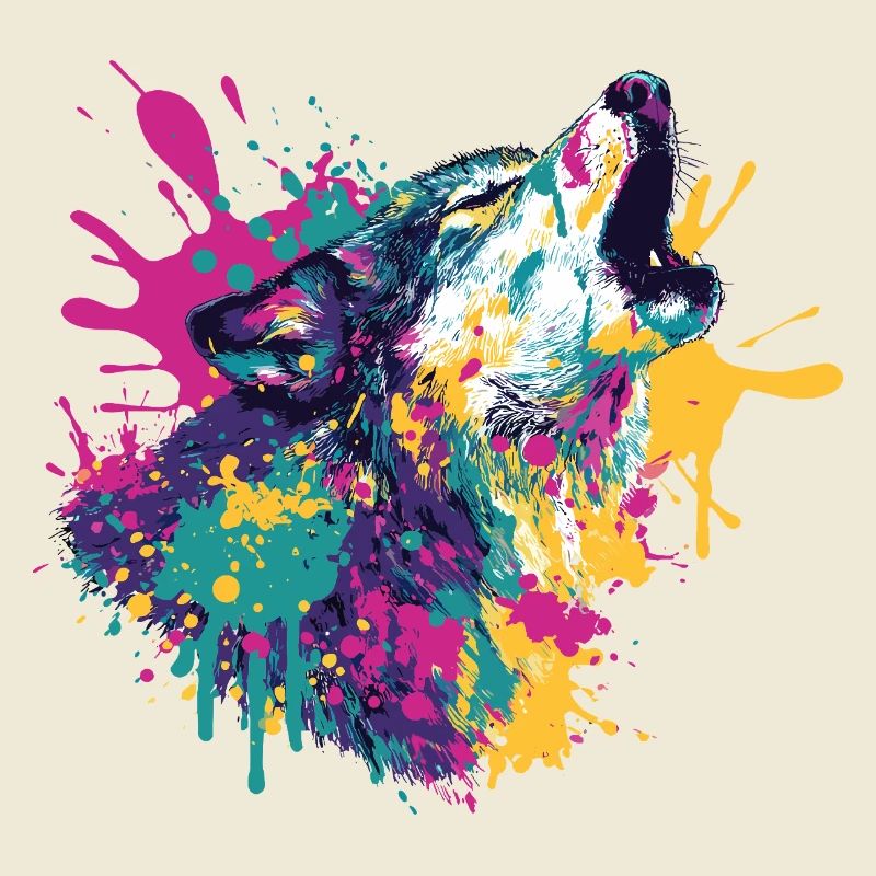 Loup dans le style explosion de couleurs
