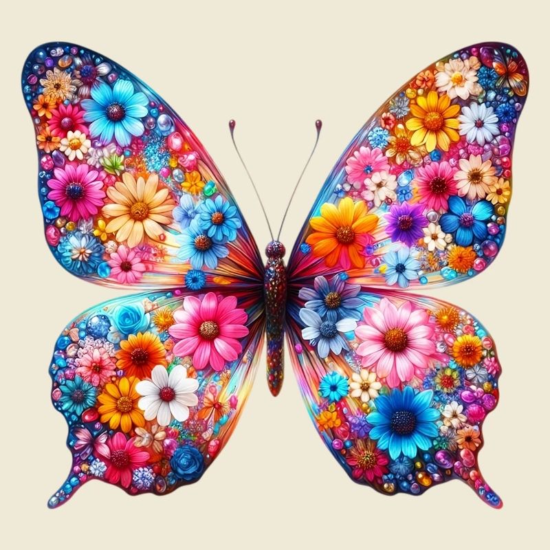 Papillon décoré de fleurs