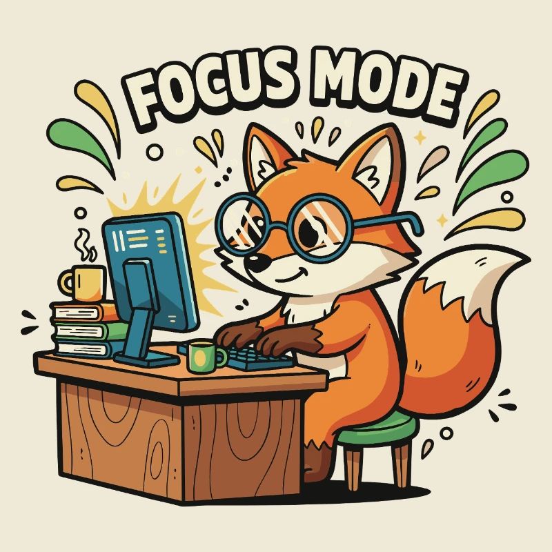 Focus mode fox on the computer