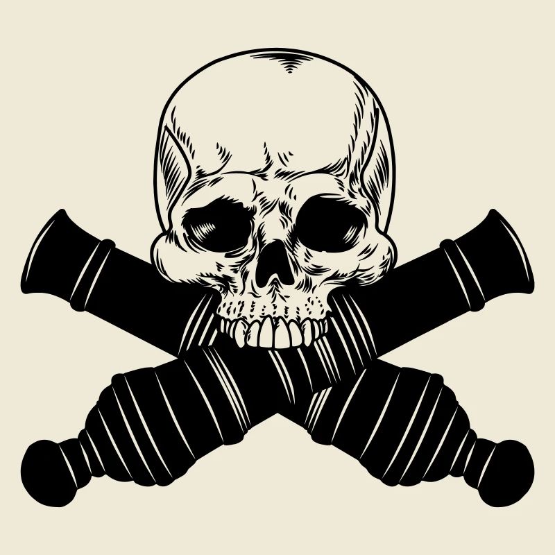 Skull with two cannons
