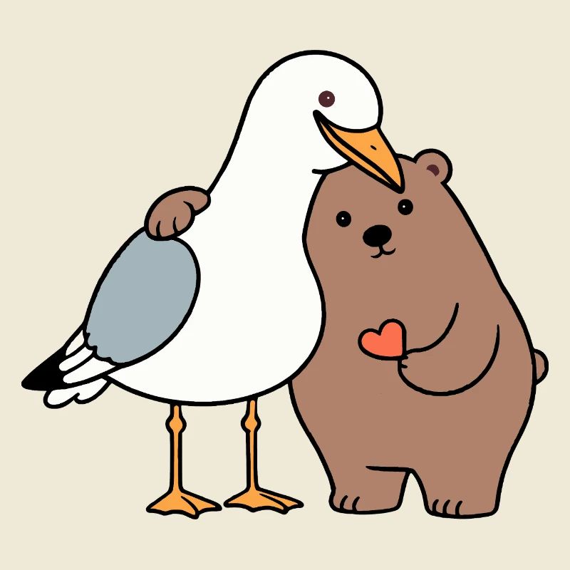 Nordsee Möwe Braun Bär Freundschaft Liebe anlehnen