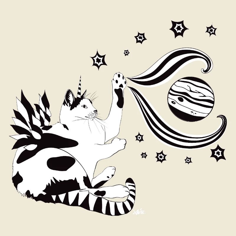 Chat de l’espace dans la danse des planètes
