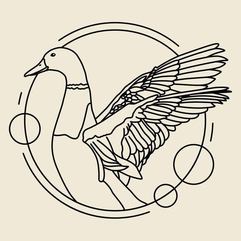 Canard aux ailes déployées - géométrique