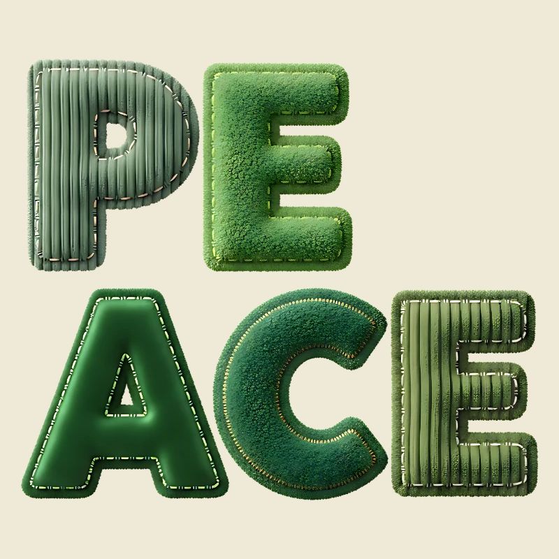 Peace Patchwork Green Nature Lettering