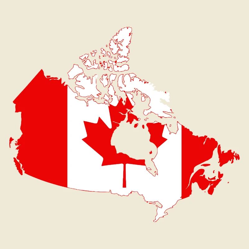 Silhouette de la carte du drapeau du Canada avec feuille d’érable