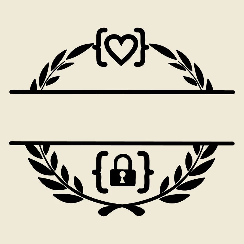 Code with heart and code with lock in laurel wreath m