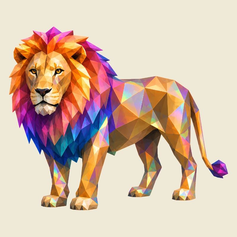 Explosion de couleur de lion polygonal