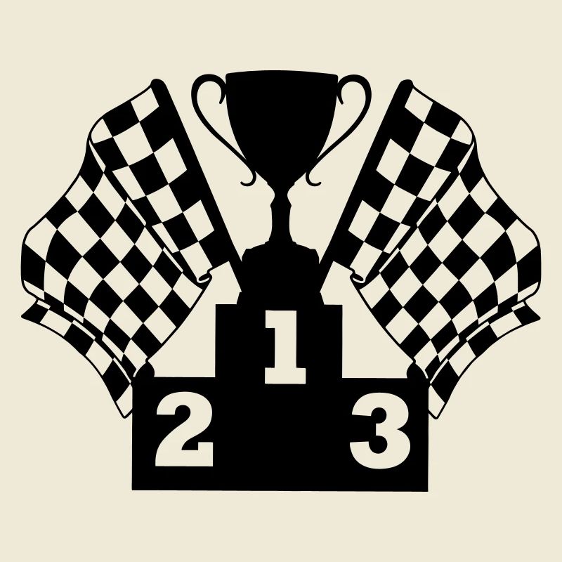 Podium du drapeau de la Coupe de course automobile
