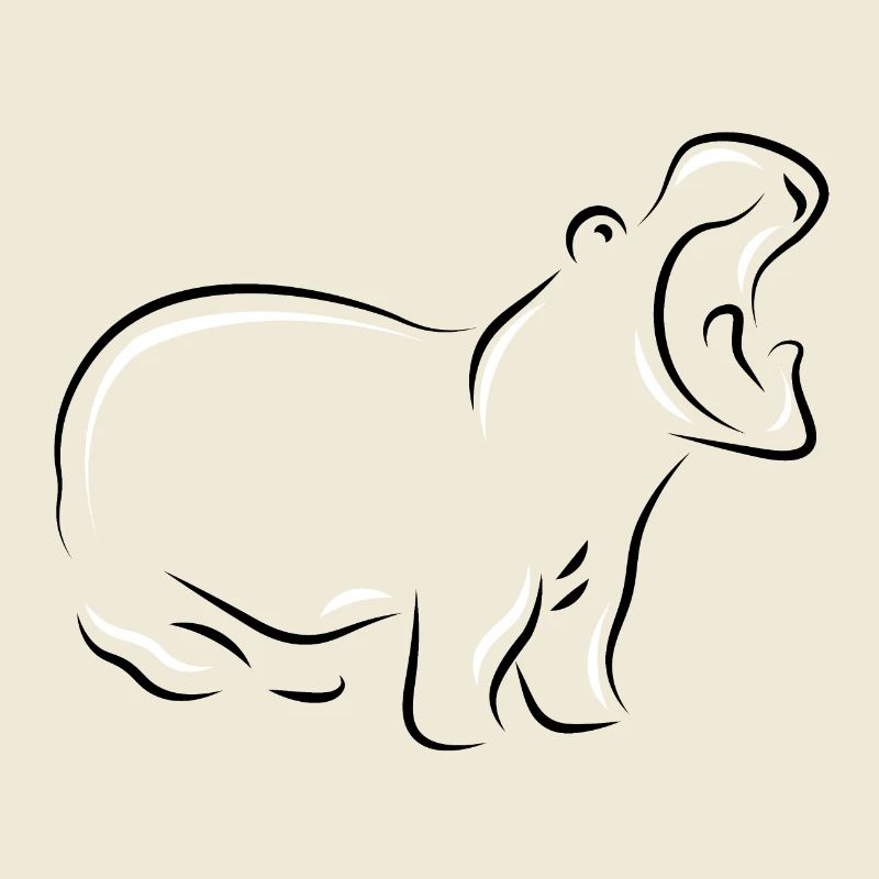 hippo - hippo with open beak around wilderness