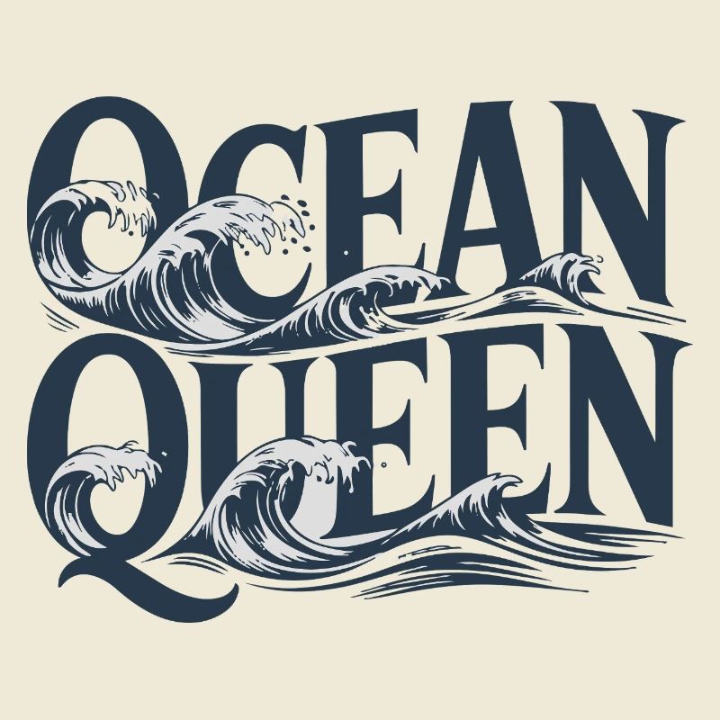 Ocean Queen - Waves Typography Design