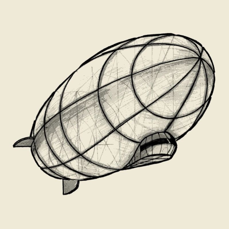 Zeppelin dessinant la perspective