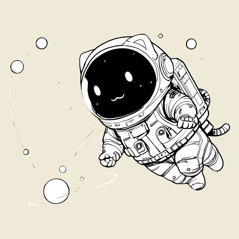 Drôle de chat galactique flottant dans l’espace