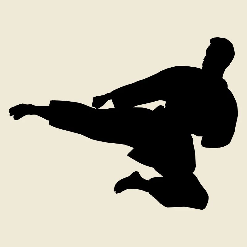 Karate or taekwondo jumped sideways